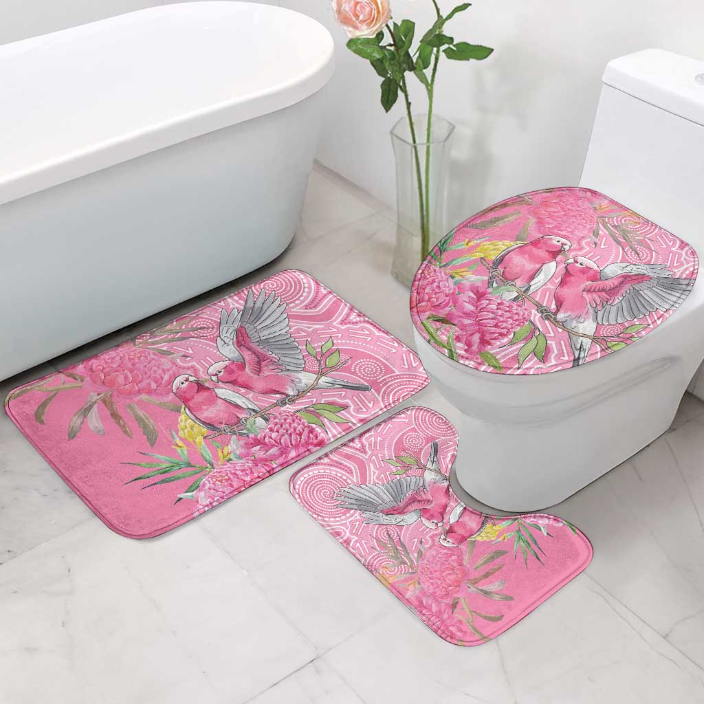 Australia Pink Galah Bathroom Set Rose-breasted Cockatoo Waratah Indigenous Art - Aussie Hoodie