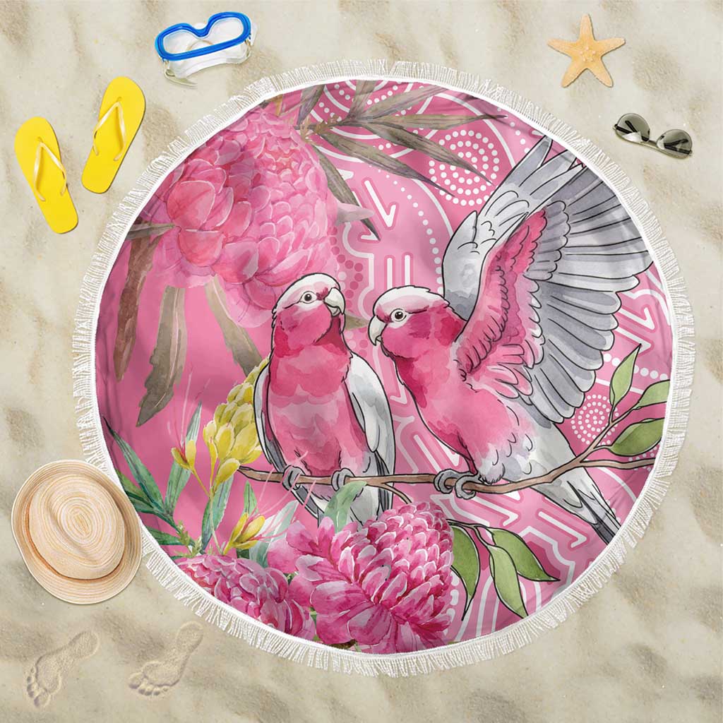 Australia Pink Galah Beach Blanket Rose-breasted Cockatoo Waratah Indigenous Art - Aussie Hoodie