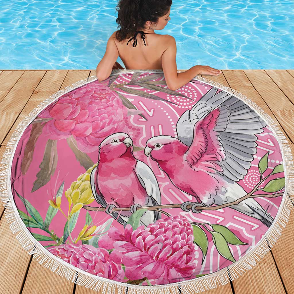 Australia Pink Galah Beach Blanket Rose-breasted Cockatoo Waratah Indigenous Art - Aussie Hoodie