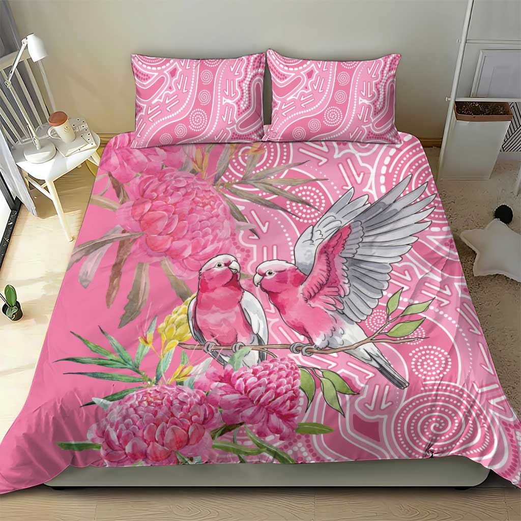 Australia Pink Galah Bedding Set Rose-breasted Cockatoo Waratah Indigenous Art - Aussie Hoodie