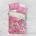 Australia Pink Galah Bedding Set Rose-breasted Cockatoo Waratah Indigenous Art - Aussie Hoodie