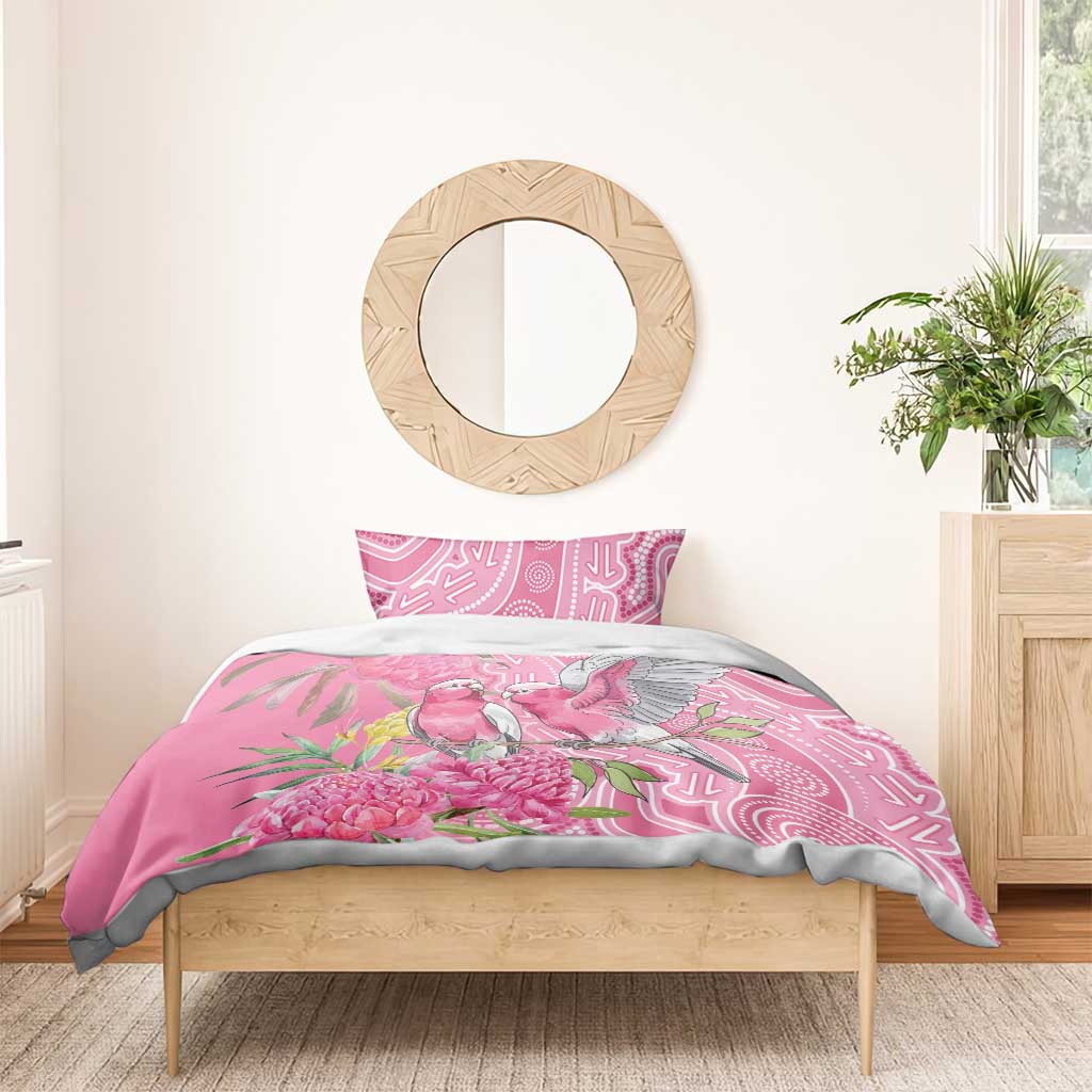 Australia Pink Galah Bedding Set Rose-breasted Cockatoo Waratah Indigenous Art - Aussie Hoodie