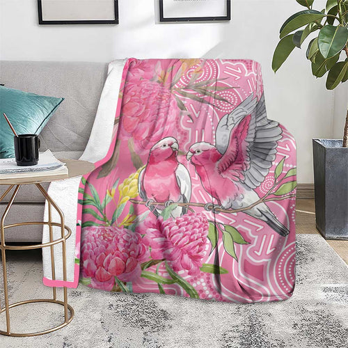Australia Pink Galah Blanket Rose-breasted Cockatoo Waratah Indigenous Art - Aussie Hoodie