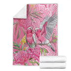 Australia Pink Galah Blanket Rose-breasted Cockatoo Waratah Indigenous Art - Aussie Hoodie