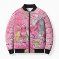 Australia Pink Galah Bomber Puffer Jacket Rose-breasted Cockatoo Waratah Indigenous Art - Aussie Hoodie