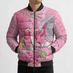 Australia Pink Galah Bomber Puffer Jacket Rose-breasted Cockatoo Waratah Indigenous Art - Aussie Hoodie