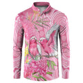 Australia Pink Galah Button Sweatshirt Rose-breasted Cockatoo Waratah Indigenous Art - Aussie Hoodie
