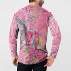 Australia Pink Galah Button Sweatshirt Rose-breasted Cockatoo Waratah Indigenous Art - Aussie Hoodie
