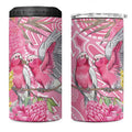Australia Pink Galah 4 in 1 Can Cooler Tumbler Rose-breasted Cockatoo Waratah Indigenous Art - Aussie Hoodie