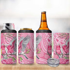 Australia Pink Galah 4 in 1 Can Cooler Tumbler Rose-breasted Cockatoo Waratah Indigenous Art - Aussie Hoodie