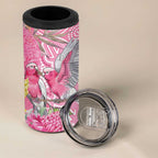 Australia Pink Galah 4 in 1 Can Cooler Tumbler Rose-breasted Cockatoo Waratah Indigenous Art - Aussie Hoodie