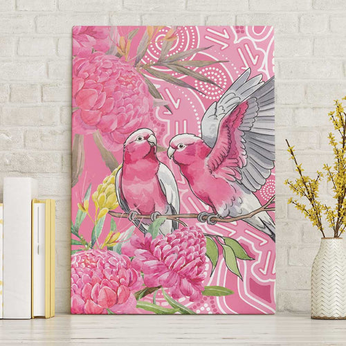 Australia Pink Galah Canvas Wall Art Rose-breasted Cockatoo Waratah Indigenous Art - Aussie Hoodie