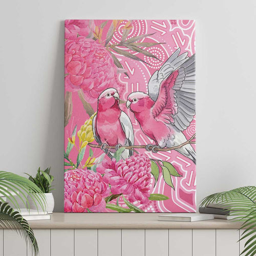 Australia Pink Galah Canvas Wall Art Rose-breasted Cockatoo Waratah Indigenous Art - Aussie Hoodie