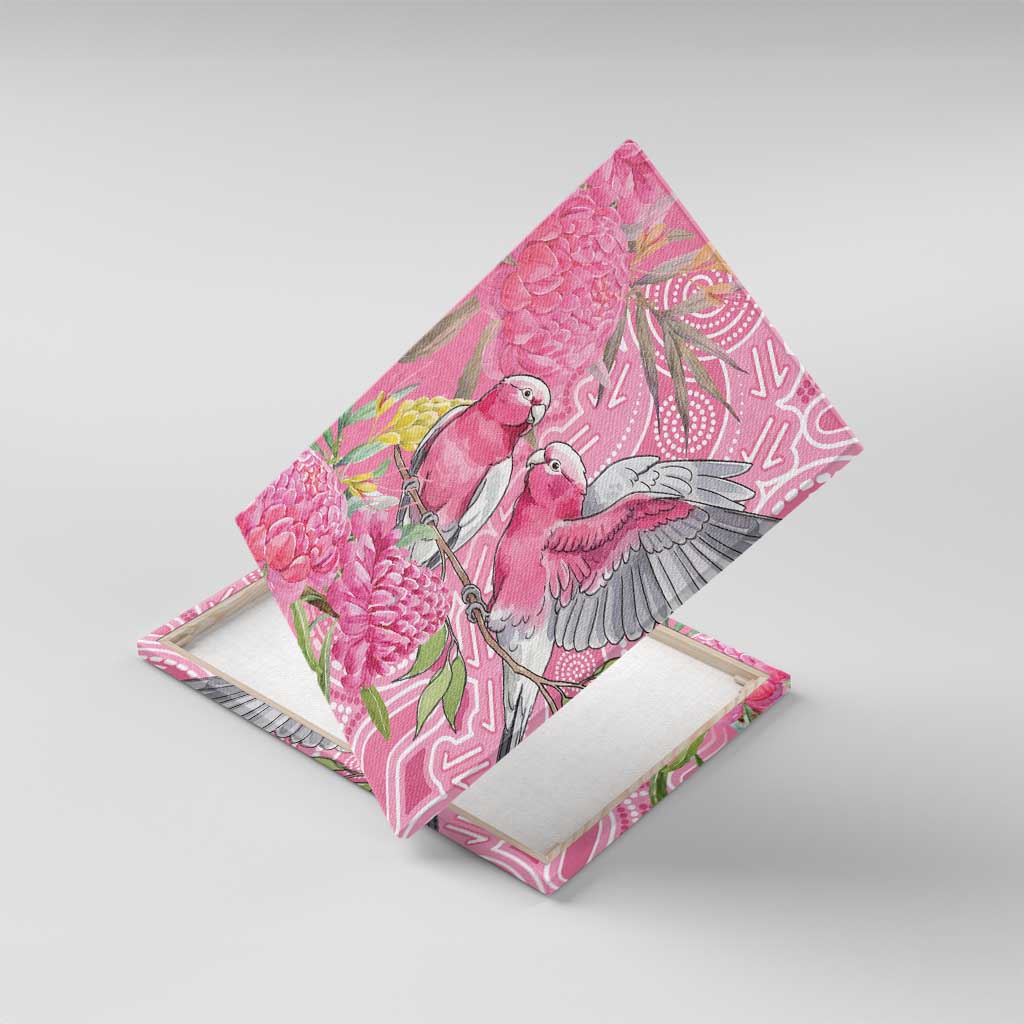 Australia Pink Galah Canvas Wall Art Rose-breasted Cockatoo Waratah Indigenous Art - Aussie Hoodie