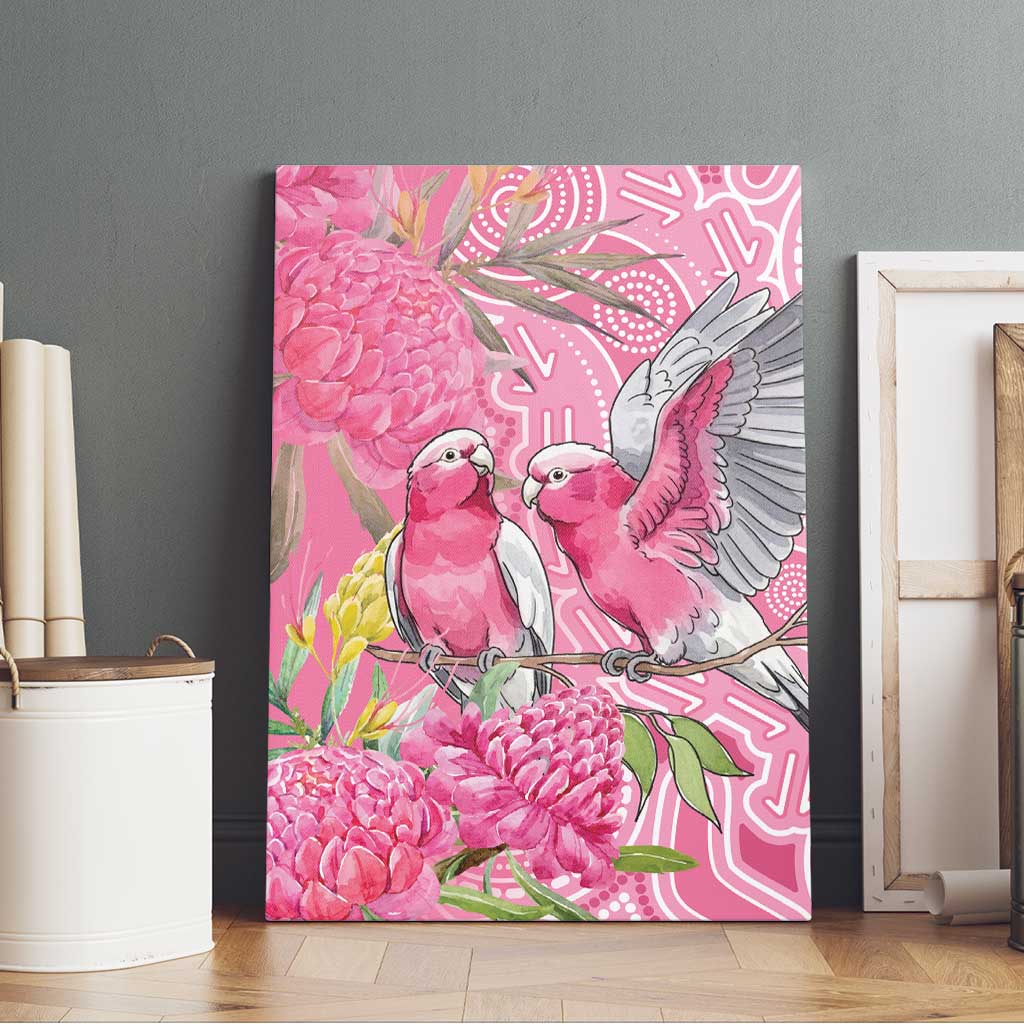 Australia Pink Galah Canvas Wall Art Rose-breasted Cockatoo Waratah Indigenous Art - Aussie Hoodie