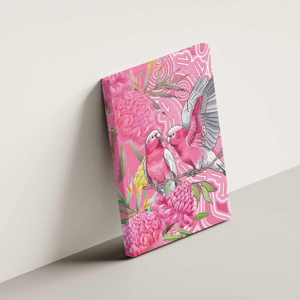 Australia Pink Galah Canvas Wall Art Rose-breasted Cockatoo Waratah Indigenous Art - Aussie Hoodie
