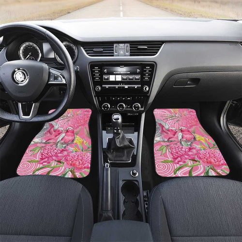 Australia Pink Galah Car Mats Rose-breasted Cockatoo Waratah Indigenous Art - Aussie Hoodie