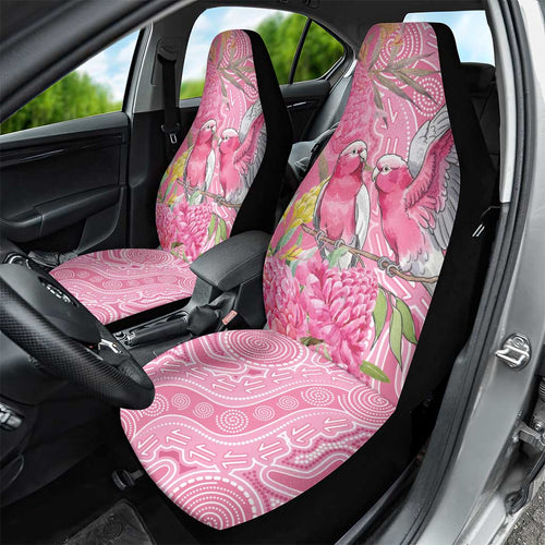 Australia Pink Galah Car Seat Cover Rose-breasted Cockatoo Waratah Indigenous Art - Aussie Hoodie