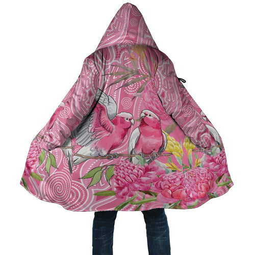 Australia Pink Galah Cloak Rose-breasted Cockatoo Waratah Indigenous Art - Aussie Hoodie