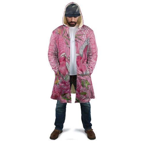 Australia Pink Galah Cloak Rose-breasted Cockatoo Waratah Indigenous Art - Aussie Hoodie