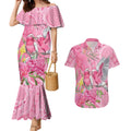 Australia Pink Galah Couples Matching Mermaid Dress and Hawaiian Shirt Rose-breasted Cockatoo Waratah Indigenous Art - Aussie Hoodie