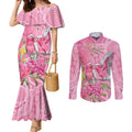 Australia Pink Galah Couples Matching Mermaid Dress and Long Sleeve Button Shirt Rose-breasted Cockatoo Waratah Indigenous Art - Aussie Hoodie