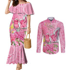 Australia Pink Galah Couples Matching Mermaid Dress and Long Sleeve Button Shirt Rose-breasted Cockatoo Waratah Indigenous Art - Aussie Hoodie