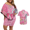 Australia Pink Galah Couples Matching Off Shoulder Short Dress and Hawaiian Shirt Rose-breasted Cockatoo Waratah Indigenous Art - Aussie Hoodie