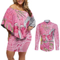 Australia Pink Galah Couples Matching Off Shoulder Short Dress and Long Sleeve Button Shirt Rose-breasted Cockatoo Waratah Indigenous Art - Aussie Hoodie