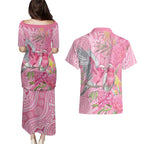 Australia Pink Galah Couples Matching Puletasi and Hawaiian Shirt Rose-breasted Cockatoo Waratah Indigenous Art - Aussie Hoodie