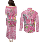 Australia Pink Galah Couples Matching Puletasi and Long Sleeve Button Shirt Rose-breasted Cockatoo Waratah Indigenous Art - Aussie Hoodie