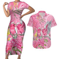 Australia Pink Galah Couples Matching Short Sleeve Bodycon Dress and Hawaiian Shirt Rose-breasted Cockatoo Waratah Indigenous Art - Aussie Hoodie