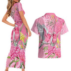 Australia Pink Galah Couples Matching Short Sleeve Bodycon Dress and Hawaiian Shirt Rose-breasted Cockatoo Waratah Indigenous Art - Aussie Hoodie