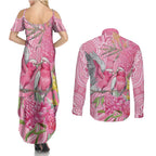 Australia Pink Galah Couples Matching Summer Maxi Dress and Long Sleeve Button Shirt Rose-breasted Cockatoo Waratah Indigenous Art - Aussie Hoodie