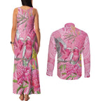 Australia Pink Galah Couples Matching Tank Maxi Dress and Long Sleeve Button Shirt Rose-breasted Cockatoo Waratah Indigenous Art - Aussie Hoodie