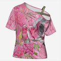 Australia Pink Galah Cross Shoulder Shirt Rose-breasted Cockatoo Waratah Indigenous Art - Aussie Hoodie