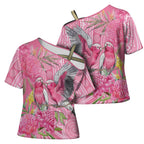 Australia Pink Galah Cross Shoulder Shirt Rose-breasted Cockatoo Waratah Indigenous Art - Aussie Hoodie