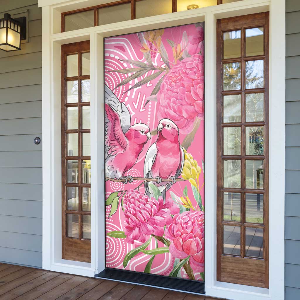 Australia Pink Galah Door Cover Rose-breasted Cockatoo Waratah Indigenous Art - Aussie Hoodie