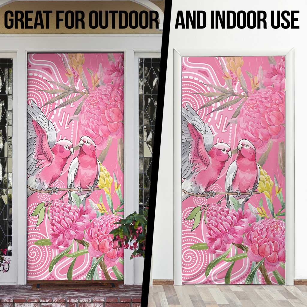Australia Pink Galah Door Cover Rose-breasted Cockatoo Waratah Indigenous Art - Aussie Hoodie