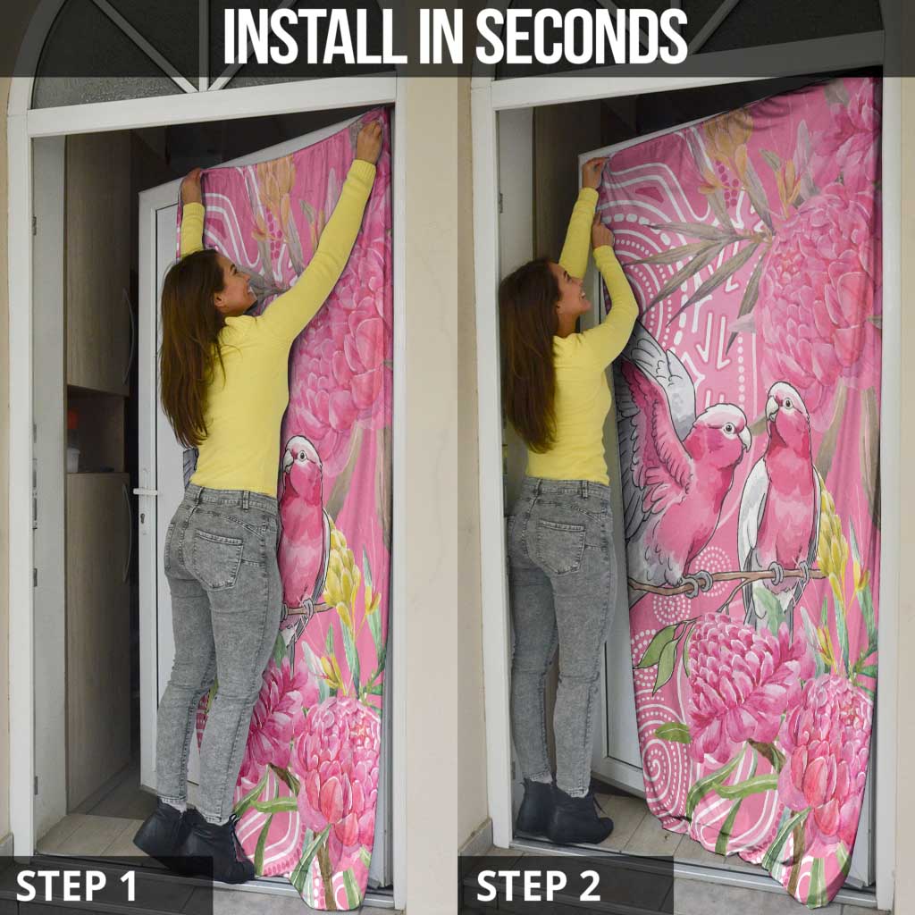 Australia Pink Galah Door Cover Rose-breasted Cockatoo Waratah Indigenous Art - Aussie Hoodie