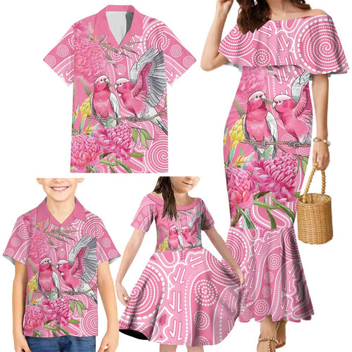 Australia Pink Galah Family Matching Mermaid Dress and Hawaiian Shirt Rose-breasted Cockatoo Waratah Indigenous Art - Aussie Hoodie