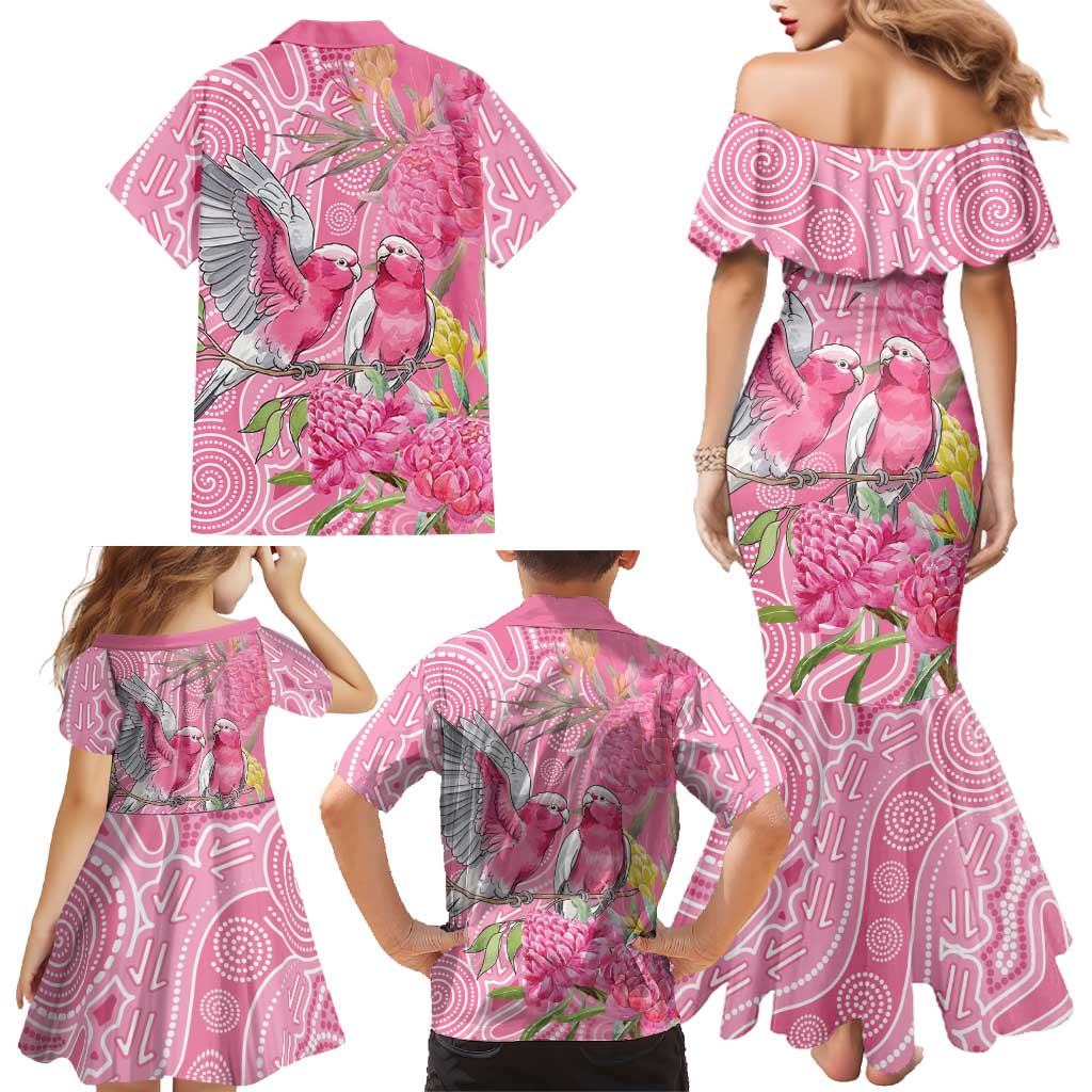 Australia Pink Galah Family Matching Mermaid Dress and Hawaiian Shirt Rose-breasted Cockatoo Waratah Indigenous Art - Aussie Hoodie