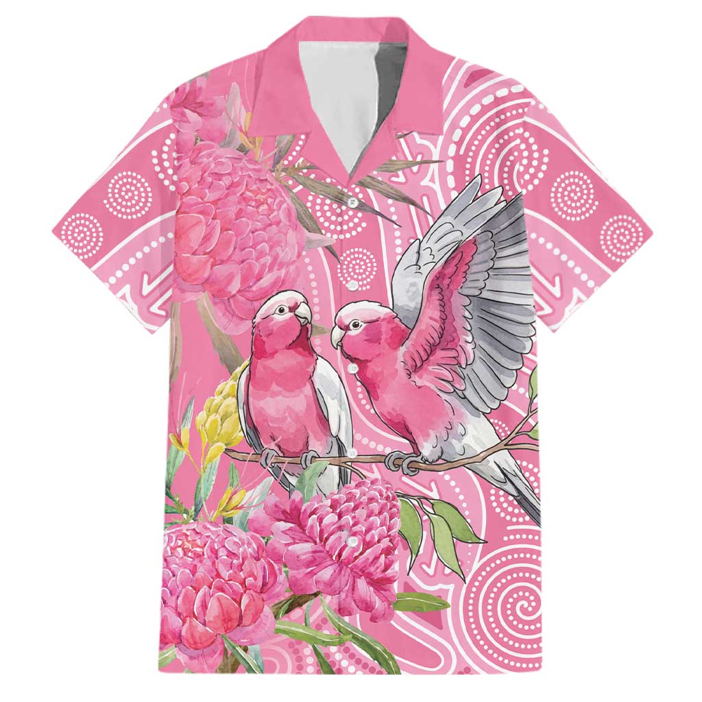 Australia Pink Galah Family Matching Off The Shoulder Long Sleeve Dress and Hawaiian Shirt Rose-breasted Cockatoo Waratah Indigenous Art - Aussie Hoodie
