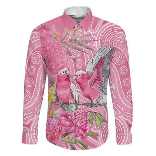 Australia Pink Galah Family Matching Off The Shoulder Long Sleeve Dress and Hawaiian Shirt Rose-breasted Cockatoo Waratah Indigenous Art - Aussie Hoodie