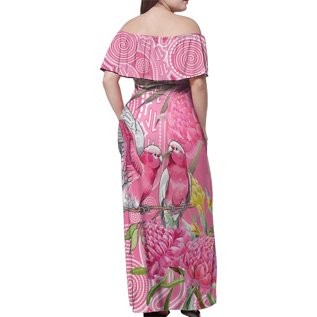 Australia Pink Galah Family Matching Off Shoulder Maxi Dress and Hawaiian Shirt Rose-breasted Cockatoo Waratah Indigenous Art - Aussie Hoodie