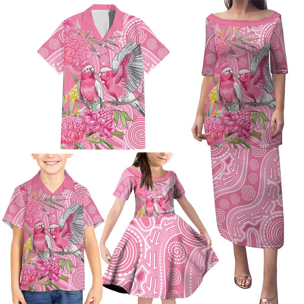 Australia Pink Galah Family Matching Puletasi and Hawaiian Shirt Rose-breasted Cockatoo Waratah Indigenous Art - Aussie Hoodie