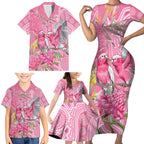 Australia Pink Galah Family Matching Short Sleeve Bodycon Dress and Hawaiian Shirt Rose-breasted Cockatoo Waratah Indigenous Art - Aussie Hoodie