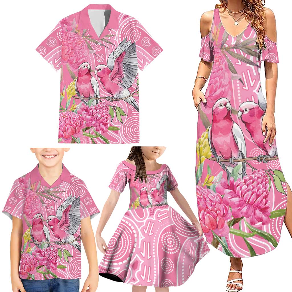Australia Pink Galah Family Matching Summer Maxi Dress and Hawaiian Shirt Rose-breasted Cockatoo Waratah Indigenous Art - Aussie Hoodie