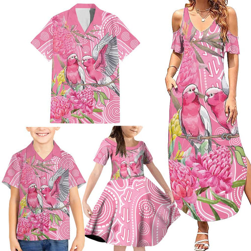 Australia Pink Galah Family Matching Summer Maxi Dress and Hawaiian Shirt Rose-breasted Cockatoo Waratah Indigenous Art - Aussie Hoodie
