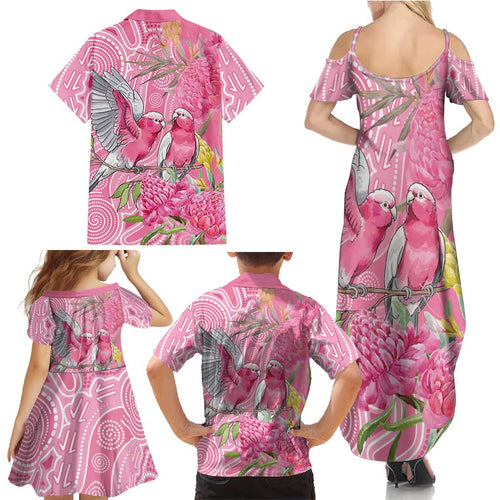 Australia Pink Galah Family Matching Summer Maxi Dress and Hawaiian Shirt Rose-breasted Cockatoo Waratah Indigenous Art - Aussie Hoodie